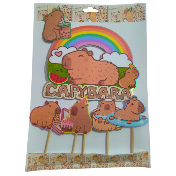 Topper torta cumpleaños capibara capybara 6 unidades