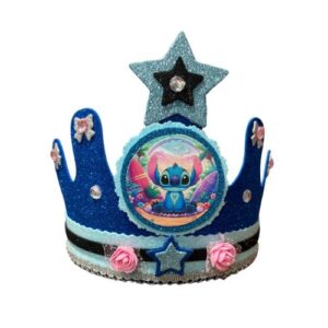 Corona De Cumpleaños Festejado Stitch flores