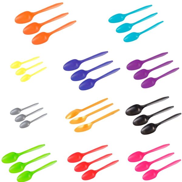 10 Cucharas Plásticas Desechables De Color Cotillón