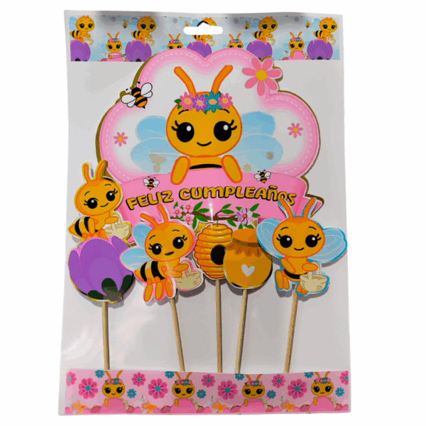 Pack 5 Topper Cumpleaños Abejita Chiquitita Plim Plim