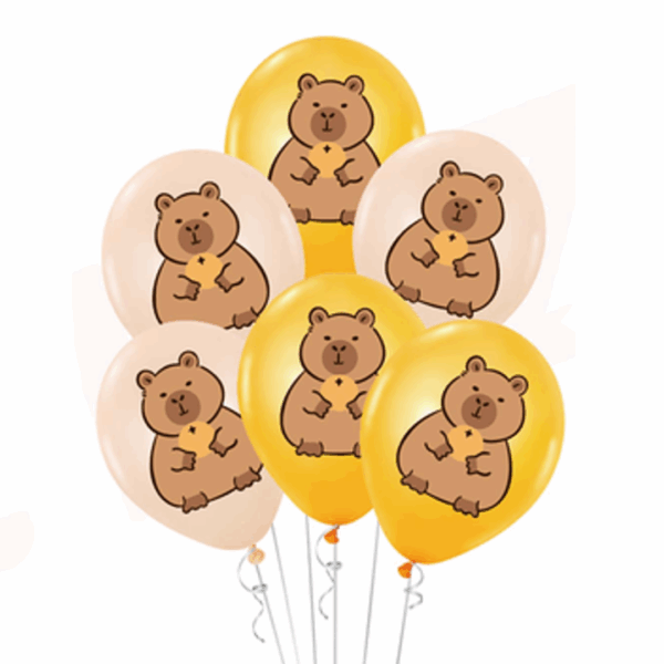 Set 6 Globos Látex Capibara Capybara Cumpleaños