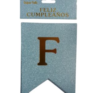 Guirnalda Banderin Feliz Cumpleaños celeste Glitter