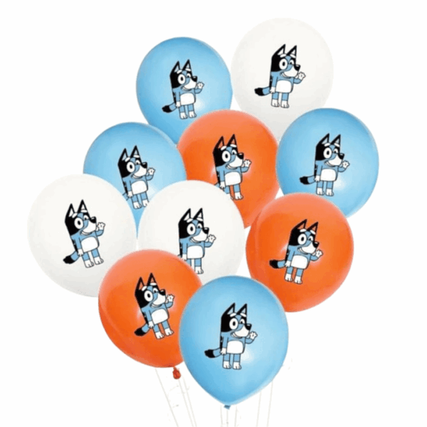 Set 10 Globos De Cumpleaños Bluey Látex