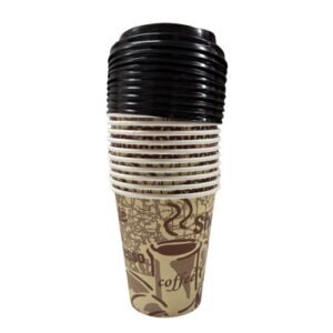 Pack 10 Vasos Poli Papel Para Café + Tapa 270 Ml