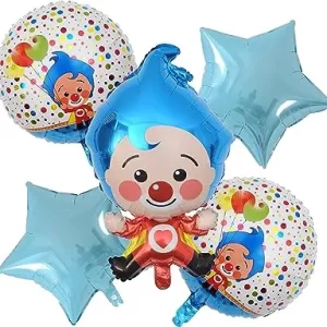 Set de globos metalizados Payaso plim plim 5 unidades