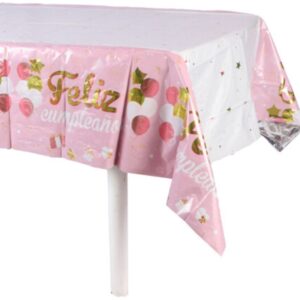 Mantel Diseño Feliz Cumpleaños rosado