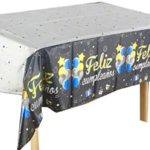 Mantel Diseño Feliz Cumpleaños Negro