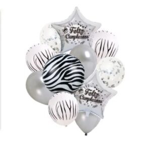 Set De Globos Animal Print Plateado 11