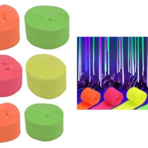 Pack 6 Festones Crepé Flúor Para Fiestas Y Cumpleaños