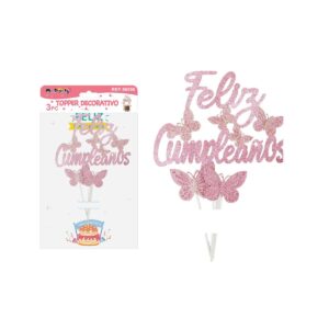 Topper O Adorno Decorativo Para Torta Mariposas Rosado