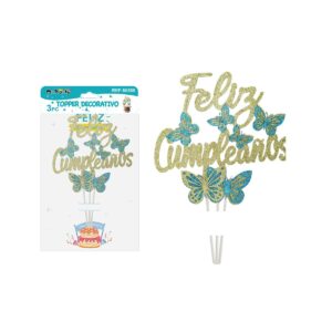 Topper O Adorno Decorativo Para Torta Mariposas Dorado