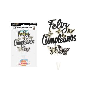 Topper O Adorno Decorativo Para Torta Mariposas Negro