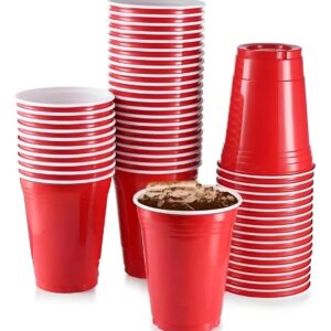 Vasos Grandes Bicolor Color Rojo 16oz 500cc X50 Unidades