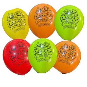 Pack 12 Globos Látex Cumpleaños Baby Shark